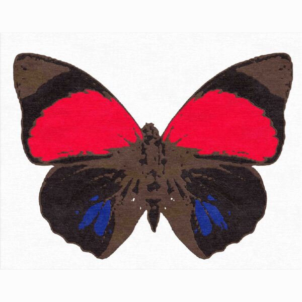 butterfly arearug with blue and red color