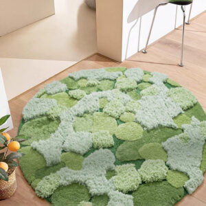 green-rug-fluffy-plush-round-rug-carpet