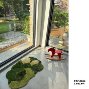 green-area-rug-with-earth-toned-abstract-in-interpretive-landscape-motif-hand-tufted-with-high-low-pile-bohemian-modern-style